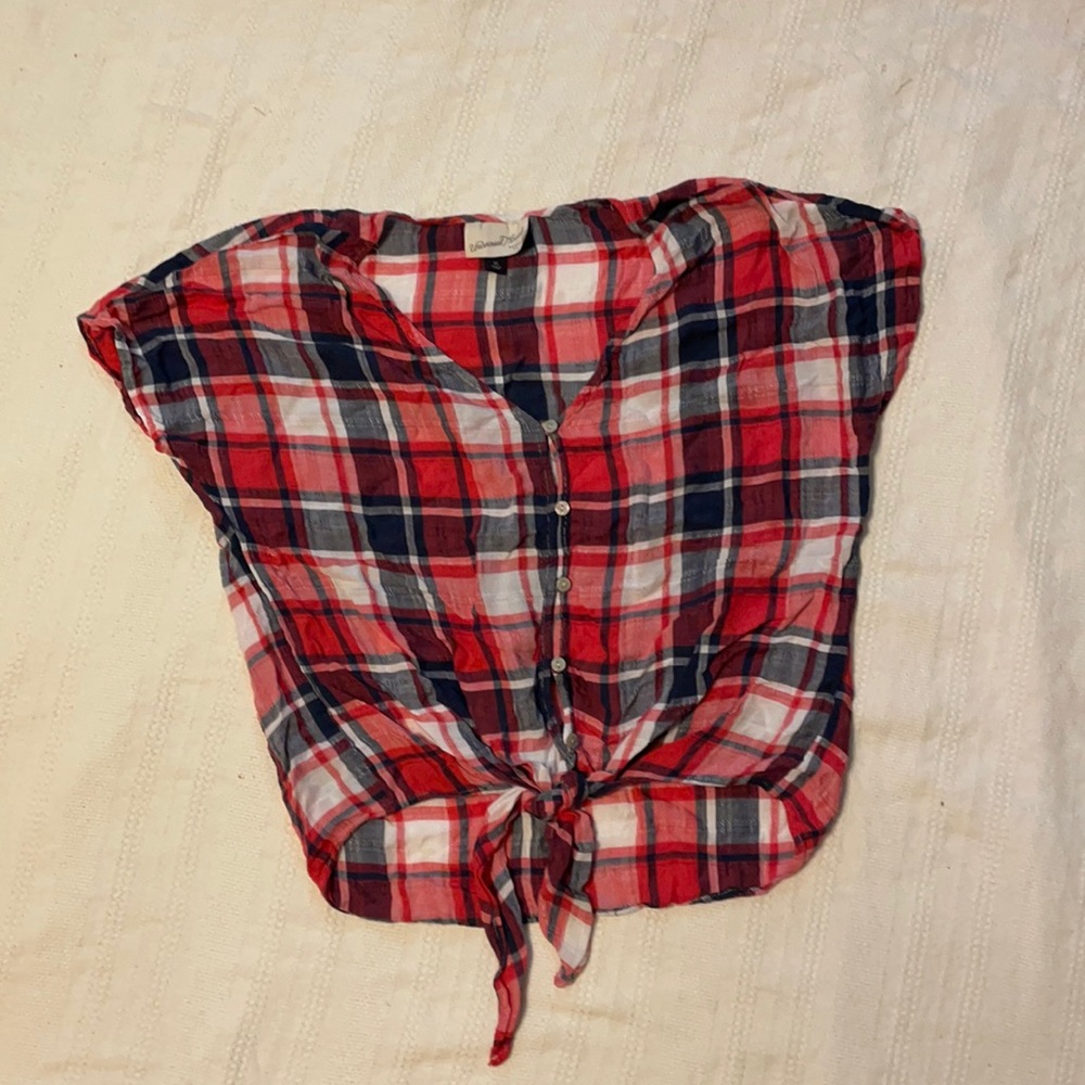 6 for $20 Universal Thread plaid tie top blouse